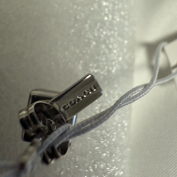 Coach Platinum Tone Geometric Crystal Stud Earrings | New with Dust Bag - Picture 6 of 6